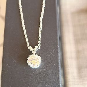 Cubic Zirconia Drop Necklace - Silver